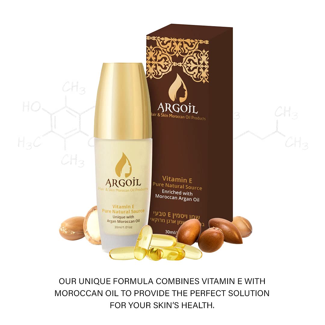 Argoil Vitamin E Pure Natural Source - Enriched with Moroccan Argan Oil, Moisturizer & Softens Extra Dry Skin, 30ml